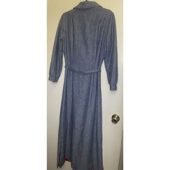 Vintage Lillian Russell Western denim button down maxi dress size 12 - Picture 14 of 16